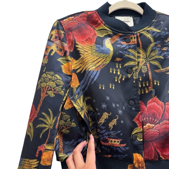 Industry Republic Crop Bomber Jacket Floral Farm Rio Vibe Jungle Tropical Size M - Picture 7 of 16